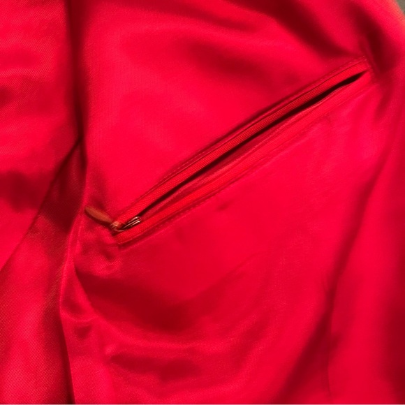 Orvis Blazer Jacket Womens 10 Red Rayon Linen Crop Bolero Office Work VTG Button - Picture 5 of 11